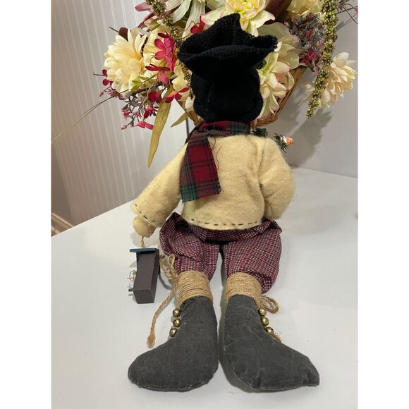 Handcrafted Decorative Snowman Doll With Scarf & Birdhouse Figurine - Picture 2 of 9